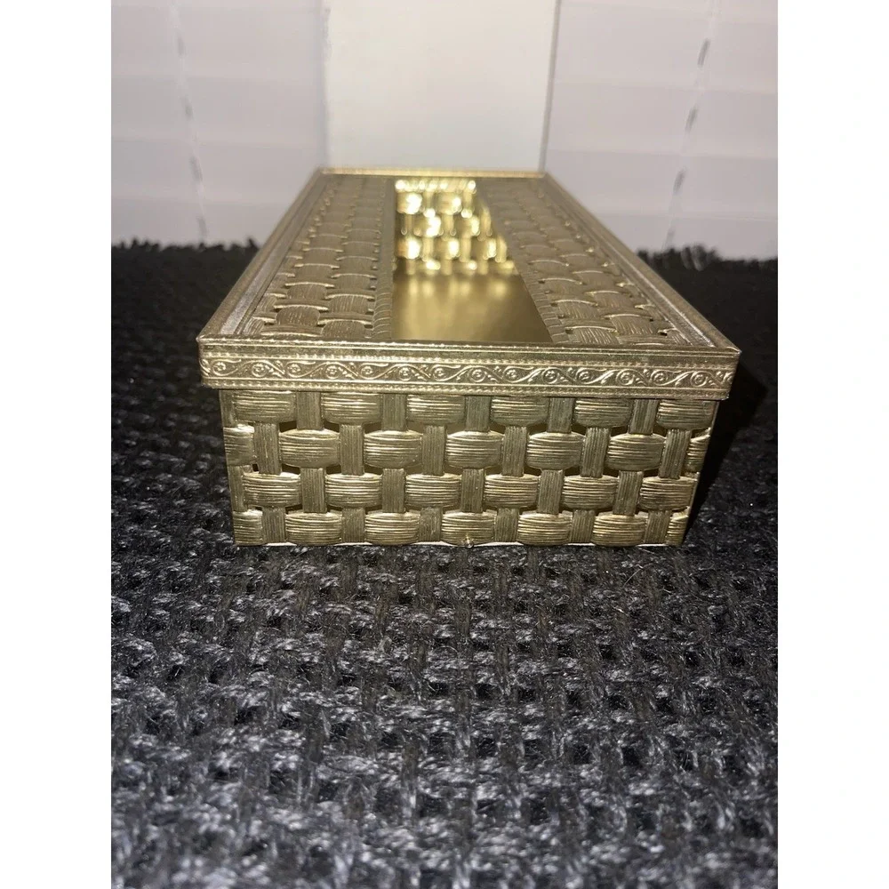 Vintage Gold Filigree Ornate Tissue Kleenex Box Holder Hollywood Regency